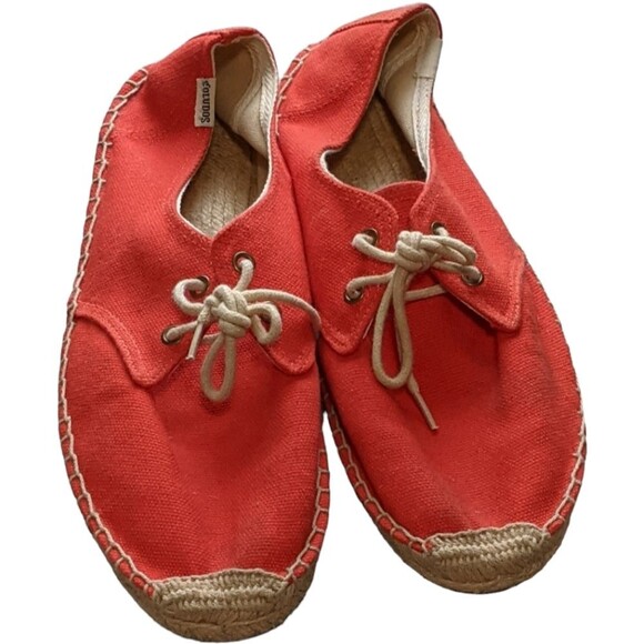 Soludos orange Derby lace up casual summer sneaker espidrille 10 - Picture 1 of 12